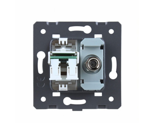 Механизм телевизионная и компьютерная розетка черный Livolo (C7-1V1C-12)