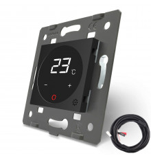Механизм терморегулятор с выносним датчиком температуры для теплых полов черный Livolo (VL-C7-01TM2-12)