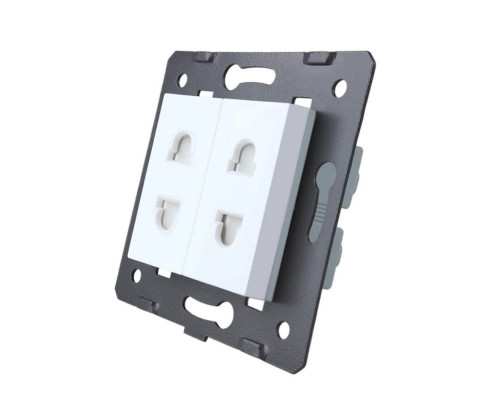 Механизм Универсальная двойная розетка 2 стандарта в 1 белый Livolo (VL-C7-C2A-11)