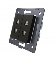 Механизм Универсальная двойная розетка 2 стандарта в 1 черный Livolo (VL-C7-C2A-12)