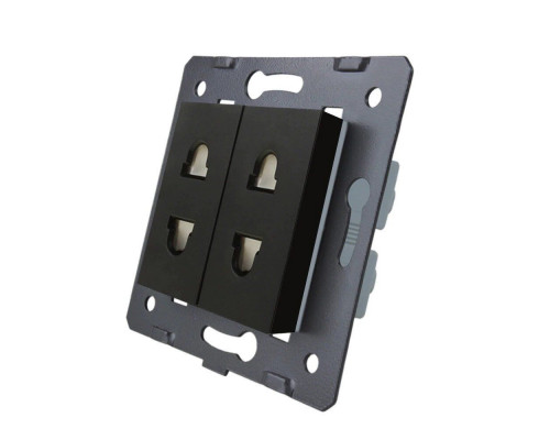 Механизм Универсальная двойная розетка 2 стандарта в 1 черный Livolo (VL-C7-C2A-12)