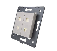 Механизм Универсальная двойная розетка 2 стандарта в 1 серый Livolo (VL-C7-C2A-15)