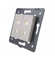Механизм Универсальная двойная розетка 2 стандарта в 1 серый Livolo (VL-C7-C2A-15)