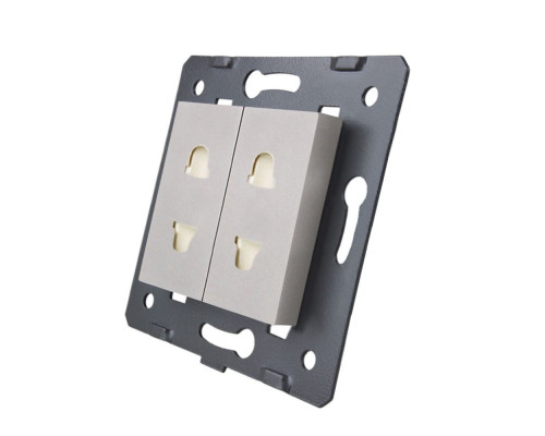 Механизм Универсальная двойная розетка 2 стандарта в 1 серый Livolo (VL-C7-C2A-15)