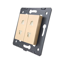 Механизм Универсальная двойная розетка 2 стандарта в 1 золото Livolo (VL-C7-C2A-13)