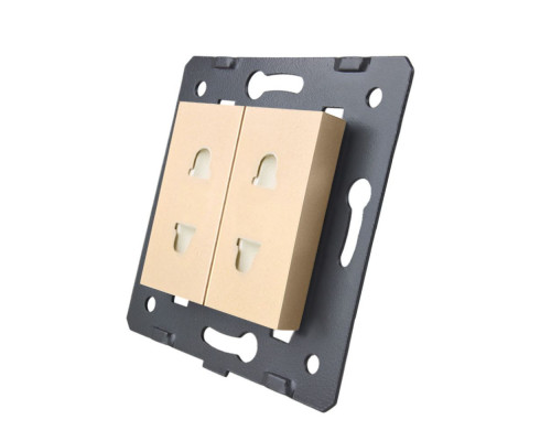 Механизм Универсальная двойная розетка 2 стандарта в 1 золото Livolo (VL-C7-C2A-13)