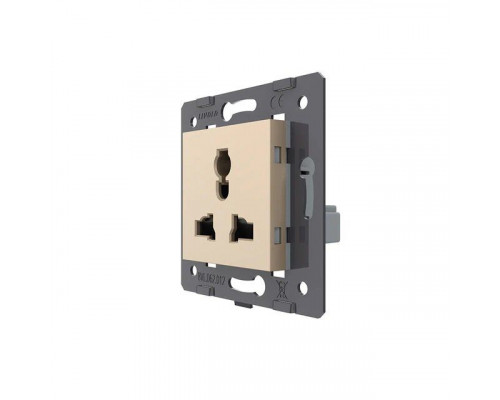 Механизм универсальная розетка 12 стандартов в 1 золото Livolo (C7-C1C-13)