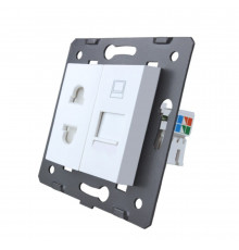 Механизм универсальная розетка и компьютерная розетка RJ-45 белый Livolo (C7-C1A1C-11)