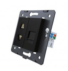 Механизм универсальная розетка и компьютерная розетка RJ-45 черный Livolo (C7-C1A1C-12)