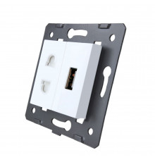 Механизм универсальная розетка и USB розетка белый Livolo (C7-C1A1USB-11)