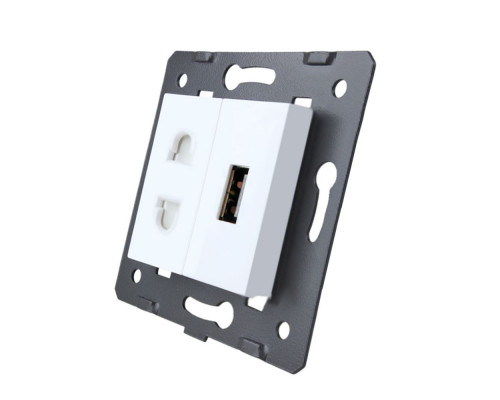 Механизм универсальная розетка и USB розетка белый Livolo (C7-C1A1USB-11)