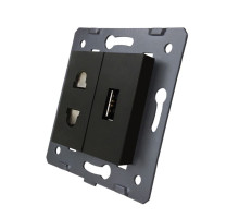 Механизм универсальная розетка и USB розетка черный Livolo (C7-C1A1USB-12)