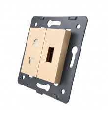 Механизм универсальная розетка и USB розетка золотой Livolo (C7-C1A1USB-13)