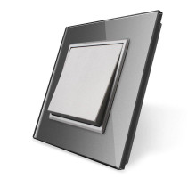 Одноклавишная кнопка Импульсный выключатель серый стекло Livolo (VL-C7K1H-15)