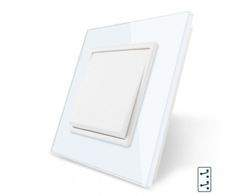 Одноклавишный перекрестный выключатель белый стекло Livolo (VL-C7K1S2-11)