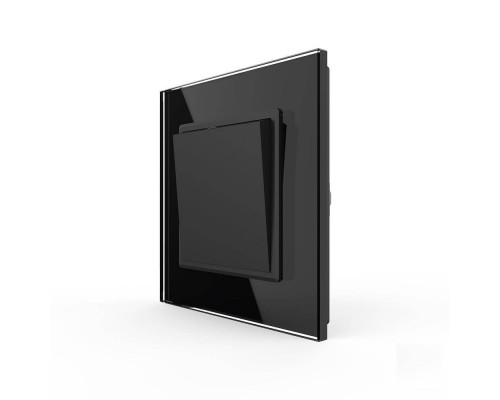 Одноклавишный проходной выключатель черный стекло Livolo (VL-C7K1S-12)