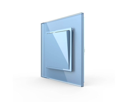 Одноклавишный проходной выключатель голубой стекло Livolo (VL-C7K1S-19)