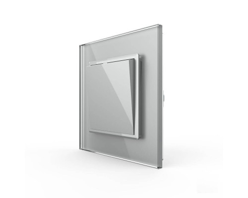 Одноклавишный проходной выключатель серый стекло Livolo (VL-C7K1S-15)