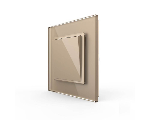 Одноклавишный проходной выключатель золото стекло Livolo (VL-C7K1S-13)