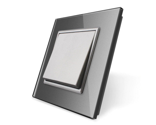 Одноклавишный выключатель серый стекло Livolo (VL-C7K1-15)