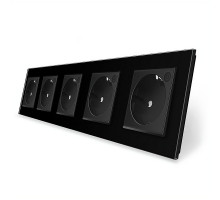Пятиместная умная розетка ZigBee с заземлением черный Livolo (VL-C7FCTC16AZ-10BP)