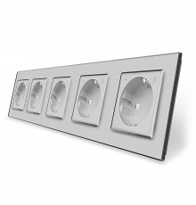 Пятиместная умная розетка ZigBee с заземлением серый Livolo (VL-C7FCTC16AZ-10IP)