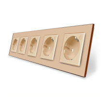 Пятиместная умная розетка ZigBee с заземлением золотой Livolo (VL-C7FCTC16AZ-10AP)