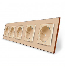 Пятиместная умная розетка ZigBee с заземлением золотой Livolo (VL-C7FCTC16AZ-10AP)