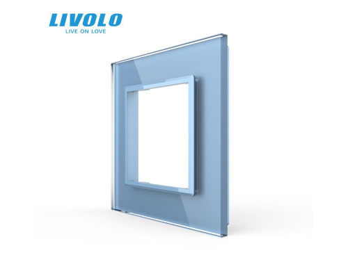 Рамка розетки 1 место голубой стекло Livolo (C7-SR-19)