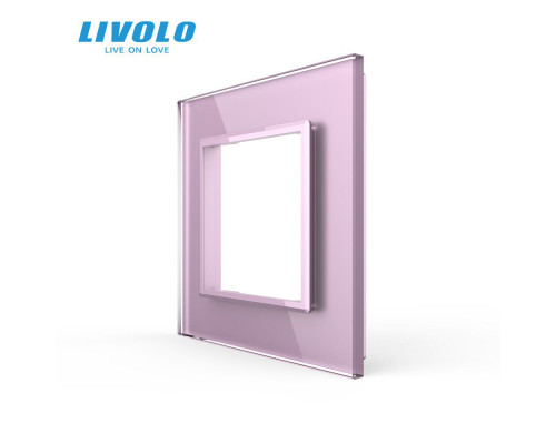 Рамка розетки 1 место розовый стекло Livolo (C7-SR-17)