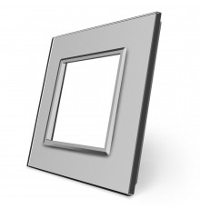 Рамка розетки 1 место серый стекло Livolo (C7-SR-15)