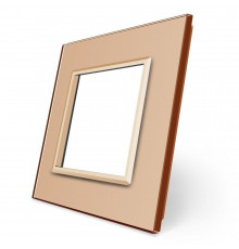 Рамка розетки 1 место золото стекло Livolo (C7-SR-13)