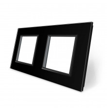 Рамка розетки 2 места черный стекло Livolo (C7-SR/SR-12)