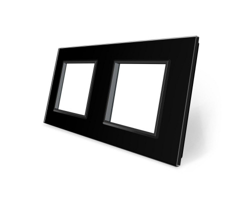 Рамка розетки 2 місця чорний скло Livolo (C7-SR/SR-12)