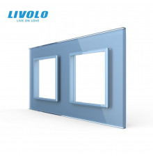Рамка розетки 2 места голубой стекло Livolo (C7-SR/SR-19)