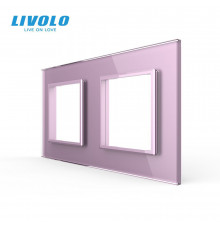 Рамка розетки 2 места розовый стекло Livolo (C7-SR/SR-17)