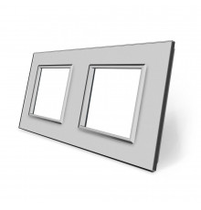 Рамка розетки 2 места серый стекло Livolo (C7-SR/SR-15)