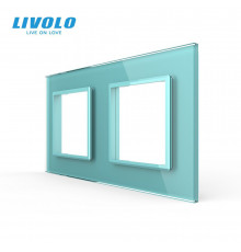 Рамка розетки 2 места зеленый стекло Livolo (C7-SR/SR-18)