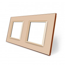 Рамка розетки 2 места золото стекло Livolo (C7-SR/SR-13)