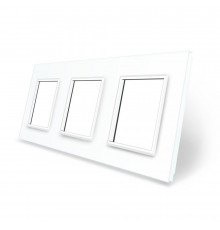Рамка розетки 3 места белый стекло Livolo (C7-SR/SR/SR-11)