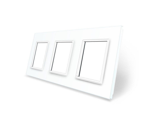 Рамка розетки 3 места белый стекло Livolo (C7-SR/SR/SR-11)