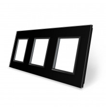 Рамка розетки 3 места черный стекло Livolo (C7-SR/SR/SR-12)