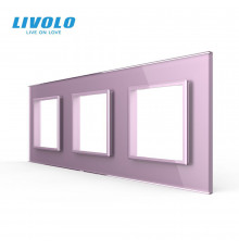 Рамка розетки 3 места розовый стекло Livolo (C7-SR/SR/SR-17)