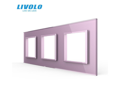 Рамка розетки 3 места розовый стекло Livolo (C7-SR/SR/SR-17)