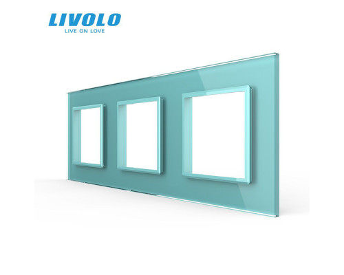 Рамка розетки 3 места зеленый стекло Livolo (C7-SR/SR/SR-18)