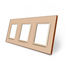 Рамка розетки 3 места золото стекло Livolo (C7-SR/SR/SR-13)