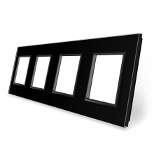 Рамка розетки 4 места черный стекло Livolo (C7-SR/SR/SR/SR-12)