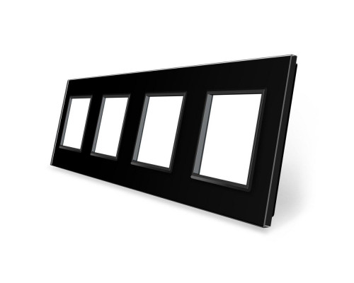 Рамка розетки 4 места черный стекло Livolo (C7-SR/SR/SR/SR-12)