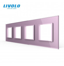 Рамка розетки 4 места розовый стекло Livolo (C7-SR/SR/SR/SR-17)