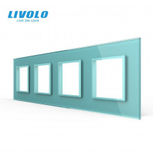 Рамка розетки 4 места зеленый стекло Livolo (C7-SR/SR/SR/SR-18)